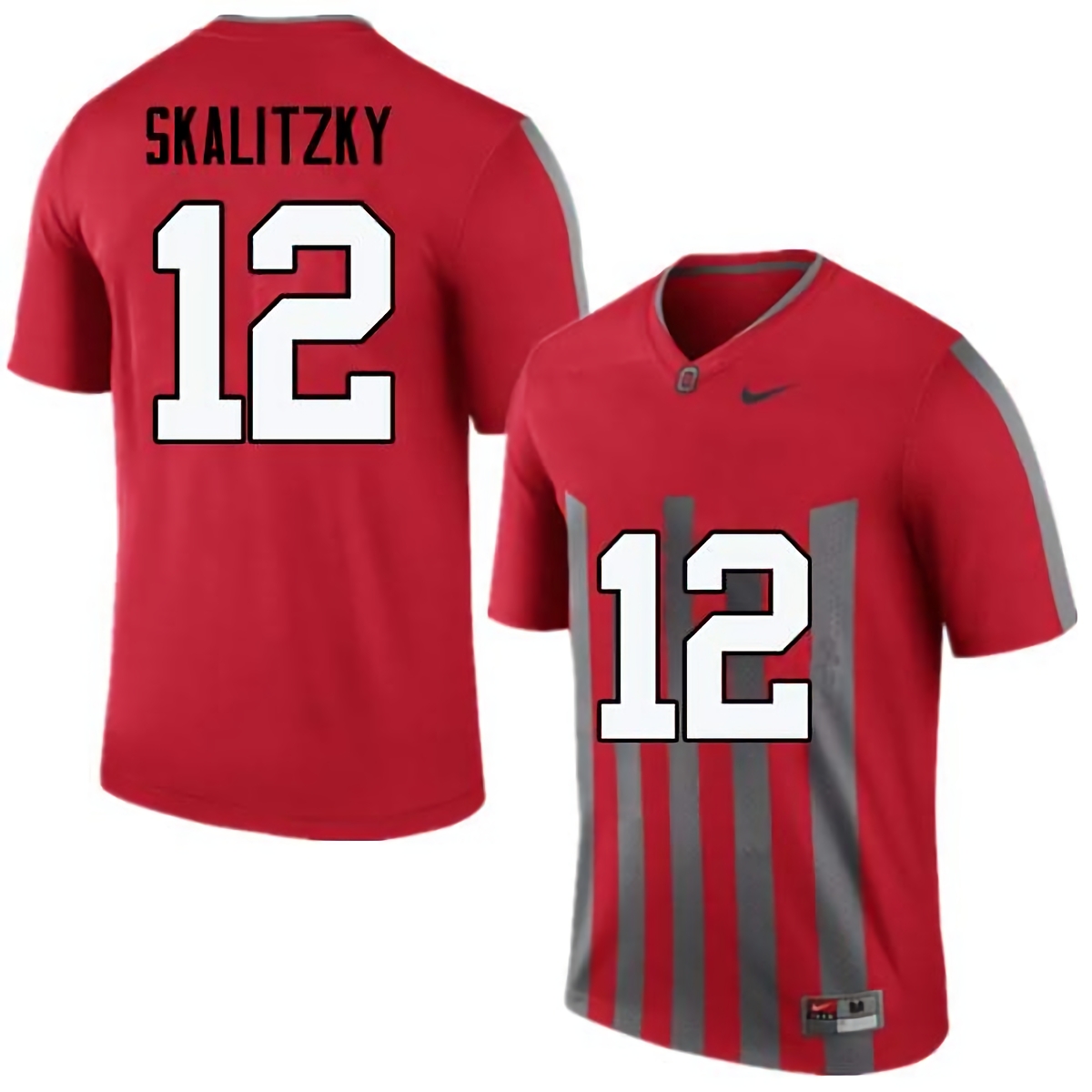 Brendan Skalitzky Ohio State Buckeyes Men's NCAA #12 Nike Throwback Red College Stitched Football Jersey IIQ1556CV
